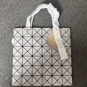 Geometric silver Tote Bag pink handle